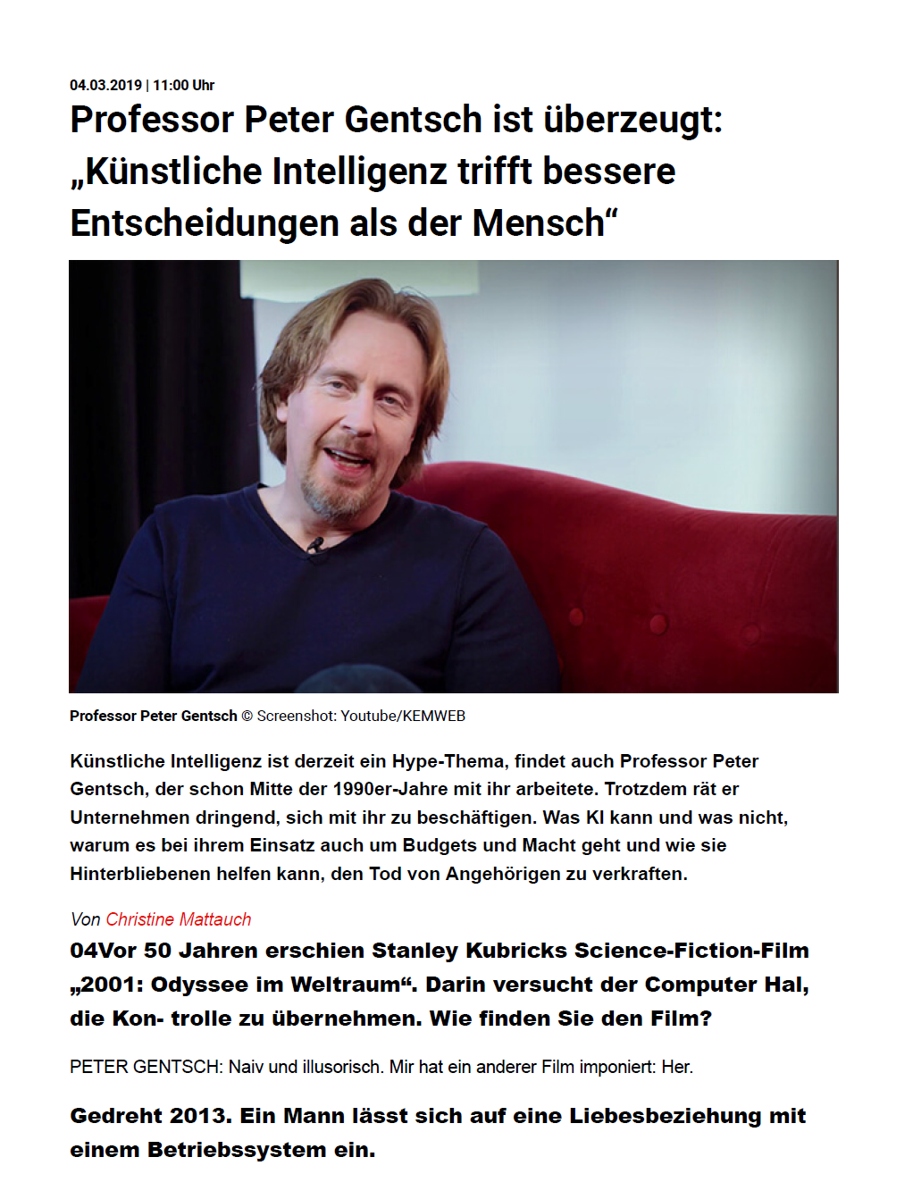 absatzwirtschaft-Interview with Peter Gentsch