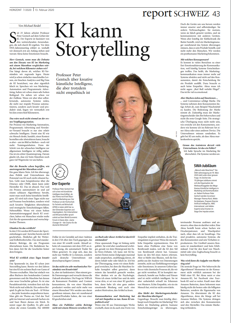 Peter Gentsch: KI kann Storytelling